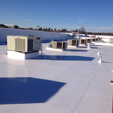 White PVC roofing installed on building